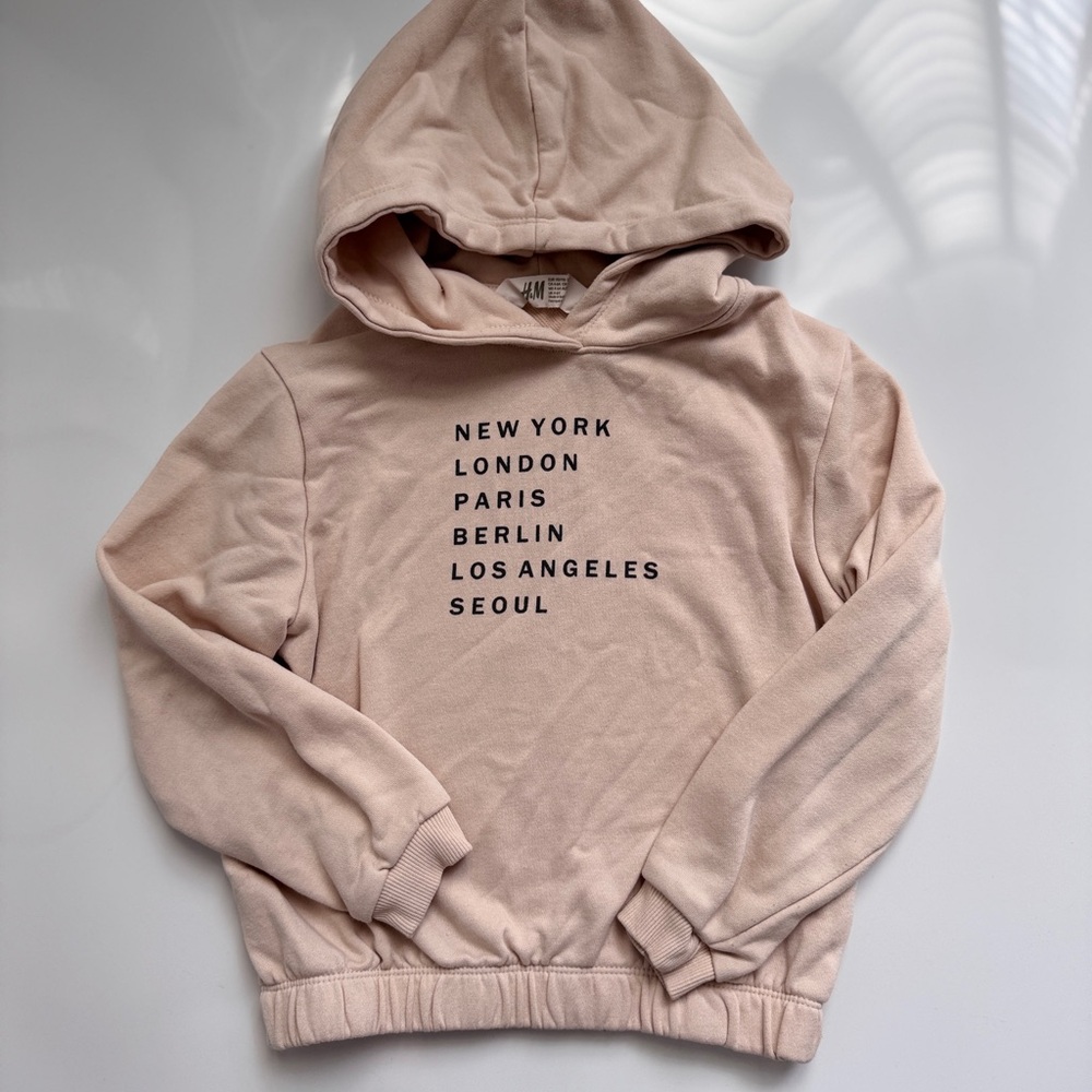 H&M 5T (4-6Years) Beige Hoodie with City Names (Unisex)
